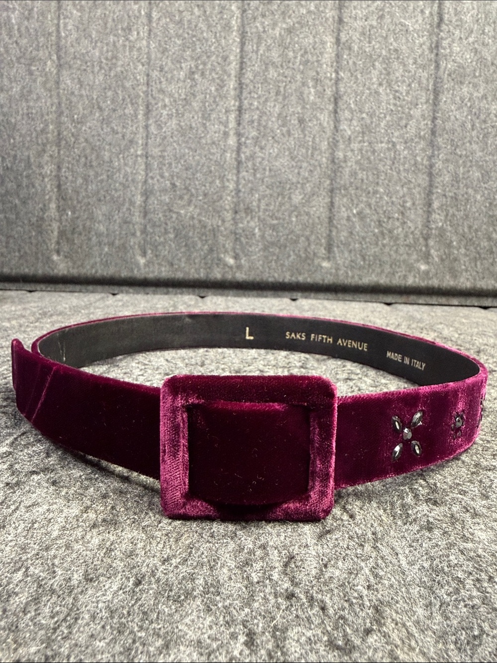 Saks Fifth Avenue Velvet Buckle Belt in Plum